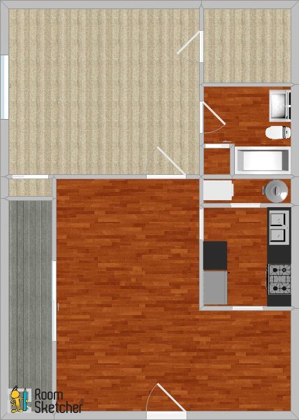 1 bed 1 bath, remodeled Floor Plan 1